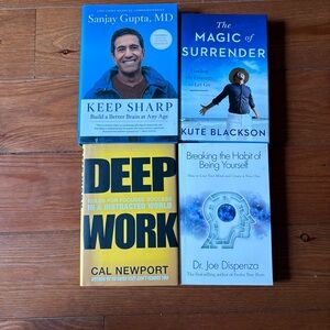 4 Self-Help & Productivity Book Set — Deep Work, Breaking the Habit of Being You